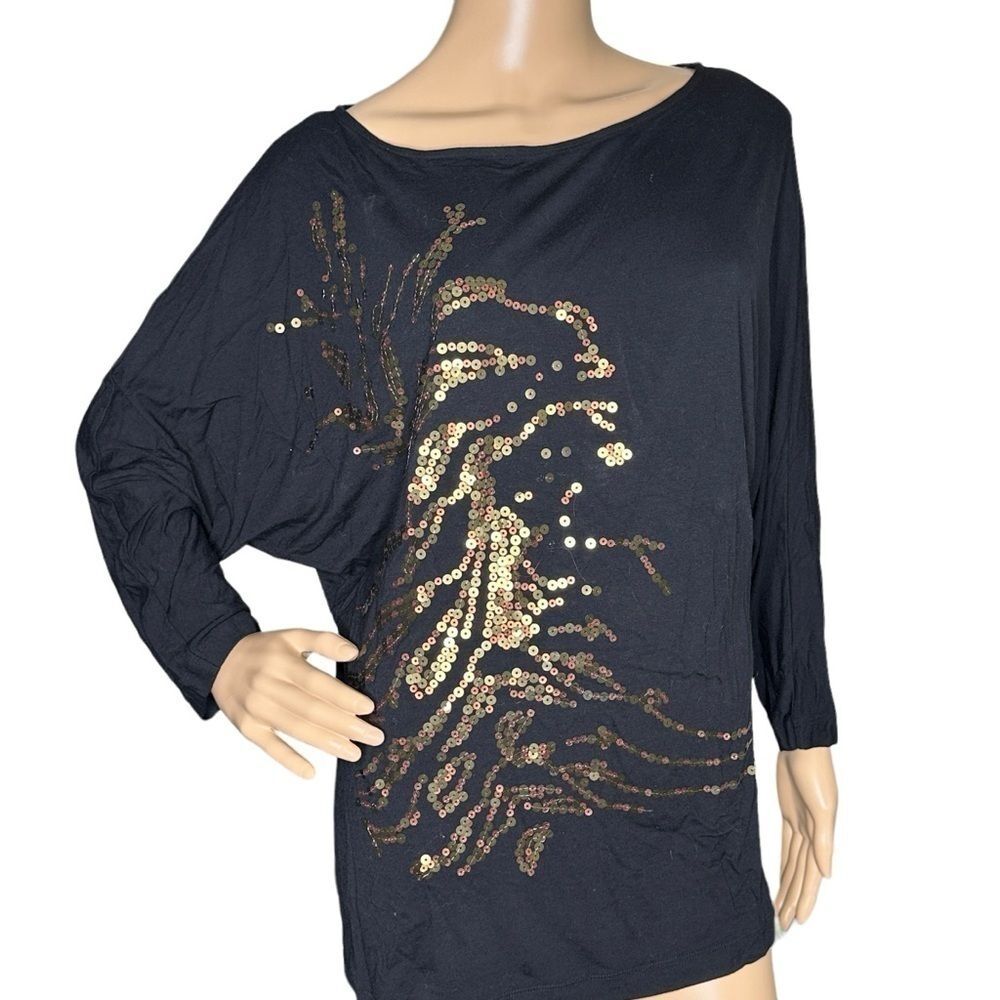 CAbi black with gold sequin top, size medium